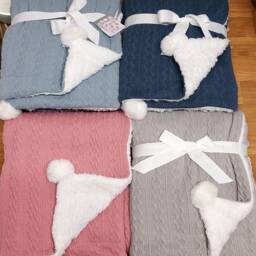 Personalised Knitted Baby Blanket Sherpa Backing, Embroidered Name - thumbnail 2