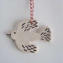 Handmade Ceramic Bird Ornament Painted Stoneware Christmas Tree Decoration - thumbnail 3