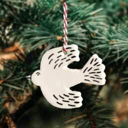 Handmade Ceramic Bird Ornament Painted Stoneware Christmas Tree Decoration - thumbnail 2