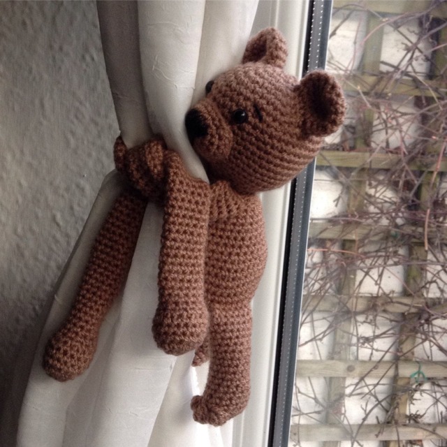 Bear Curtain Tie Back - Single, Bear With Modification - Extra Long Arms, Nursery Back, Blackout Tie, New Baby Gift - image 1
