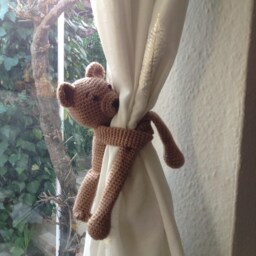 Bear Curtain Tie Back - Single, Bear With Modification - Extra Long Arms, Nursery Back, Blackout Tie, New Baby Gift - thumbnail 3