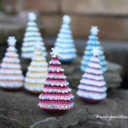 Crocheted Christmas Tree Miniature Home Decor, Winter Holiday Gift, Ornament - thumbnail 2