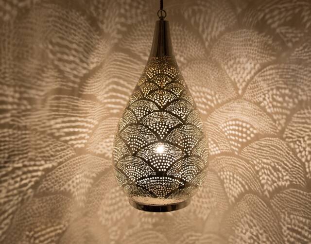 Handmade Moroccan Brass Pendant Light With Fish Pattern, Hanging Lamp, Gold Lampshade, Home Decor Lighting & Ceiling - image 1