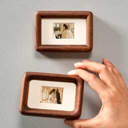 Magnetic Photo Frame, Fridge Magnet Mini Solid Wood Picture Wedding Anniversary Frames, Family Portraits Frame - thumbnail 1