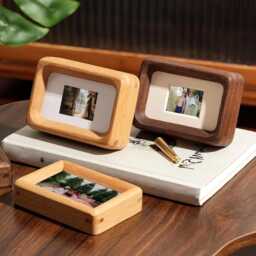 Magnetic Photo Frame, Fridge Magnet Mini Solid Wood Picture Wedding Anniversary Frames, Family Portraits Frame - thumbnail 3