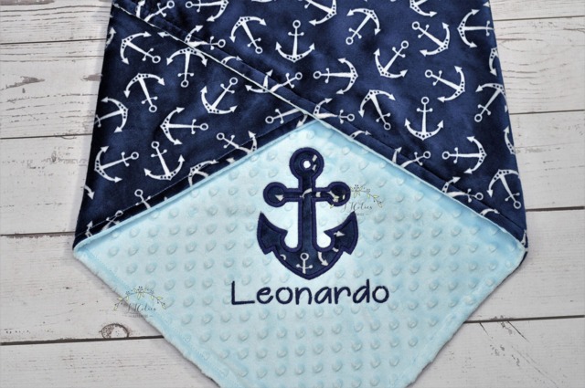 Personalized Baby Minky Blanket -Anchor Blanket-Anchor Blanket-Nautical Baby Boy Blanket - image 1