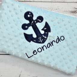 Personalized Baby Minky Blanket -Anchor Blanket-Anchor Blanket-Nautical Baby Boy Blanket - thumbnail 2