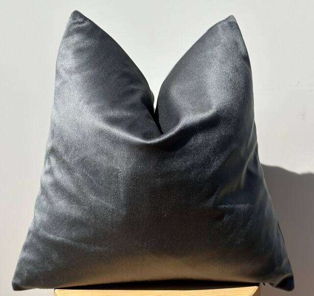 Silver Velvet Pillow Cover, Shiny Soft Cushion, Modern Decor - 18x18 - image 1