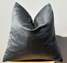 Silver Velvet Pillow Cover, Shiny Soft Cushion, Modern Decor - 18x18 - thumbnail 1