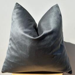 Silver Velvet Pillow Cover, Shiny Soft Cushion, Modern Decor - 18x18 - thumbnail 4
