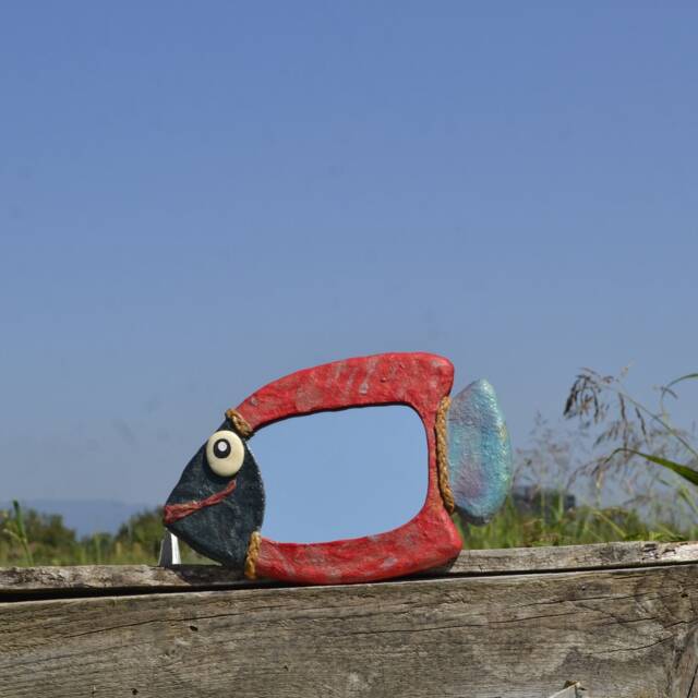 Red Fish Mirror, Decorative Mirror, Small Wall Tropical Decor, Coastal Fish Fisherman Gift, Red Fish, Fishes - image 1