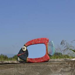 Red Fish Mirror, Decorative Mirror, Small Wall Tropical Decor, Coastal Fish Fisherman Gift, Red Fish, Fishes