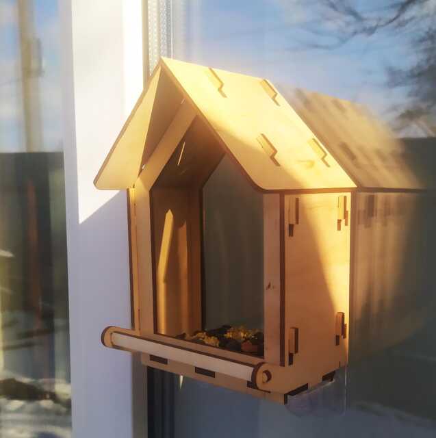 Minimalist Plywood Window Bird Feeder With Strong Suction Cups - image 1