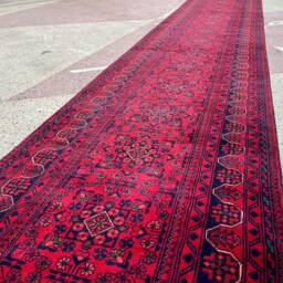 18 Ft Afghan Runner. X 2.9 Ft, Top Quality Stunning, Handmade Turkoman Runner, Hall Way Bukhara Bokhara - thumbnail 3