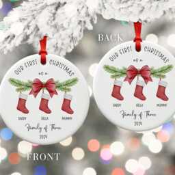 Personalised Family Of 3 Christmas Ornament - New Baby Keepsake Gift - thumbnail 2