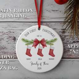 Personalised Family Of 3 Christmas Ornament - New Baby Keepsake Gift - thumbnail 3