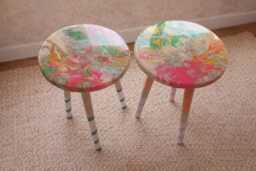 Handmade Abstract Resin Side Tables Colorful Minimal Art Decor - Set Of 2 - thumbnail 1