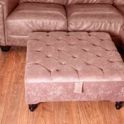 Chesterfield Storage Ottoman Bench, Tufted Fabric Footstool, UK Handmade Seating - thumbnail 3