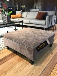 Chesterfield Storage Ottoman Bench, Tufted Fabric Footstool, UK Handmade Seating - thumbnail 1