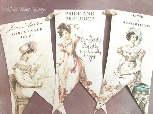 Jane Austen Glitter Bunting , Pride & Prejudice Garland Literary Gift Book Lover Gift, Teacher Gift Banner Flags, Party Decor - image 1