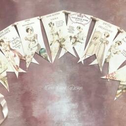 Jane Austen Glitter Bunting , Pride & Prejudice Garland Literary Gift Book Lover Gift, Teacher Gift Banner Flags, Party Decor - thumbnail 2