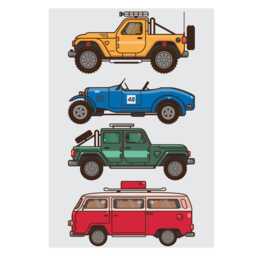 Retro Car Vinyl Wall Decals Kids Room Decor, Set Of 7 - thumbnail 2