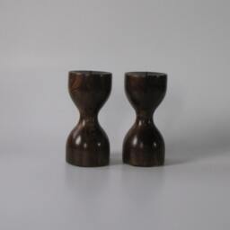 Set Of 2.candle Holder Wooden Pillar Candle Holder, Brown .small - thumbnail 2