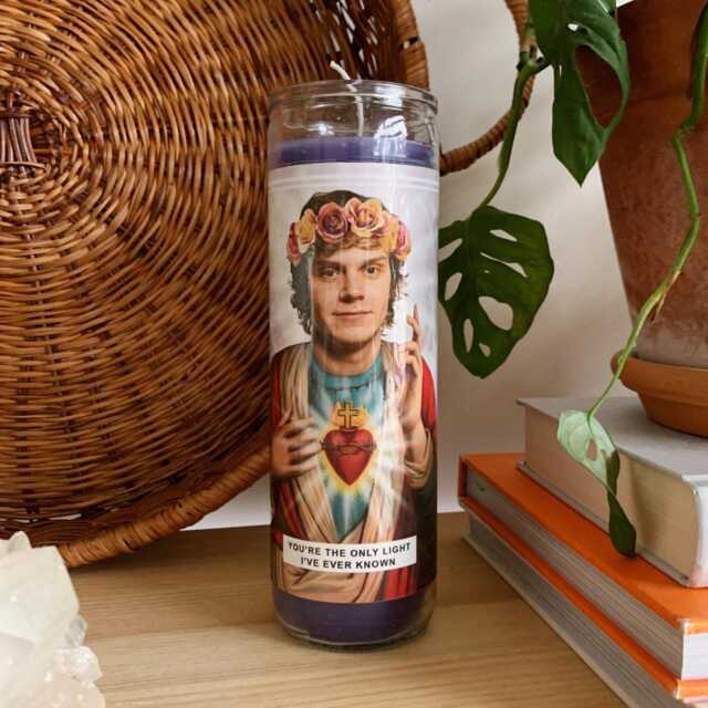 Saint Evan Peters Prayer Candle Scented Vegan Soy Wax, Handmade - image 1