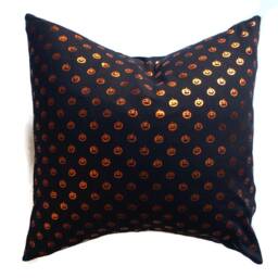 Halloween Pillow Cover, Orange Metallic Pumpkin Heads, Black & Orange Pillow, Decor, Pillows, Throw Fall Decor - thumbnail 2