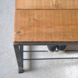 Reclaimed Wood & Steel Shoe Rack/Bench - thumbnail 3