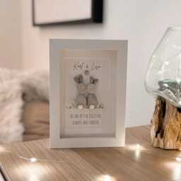 Couples Rabbit Cute Mini Desk Keepsake Pebble Art Picture Frame Gift Wife Husband Boyfriend Girlfriend Partner Fianc?? Stone 10 Years UK - thumbnail 2