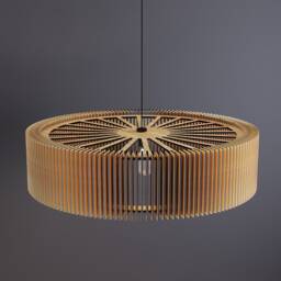 Large Wood Slat Chandelier For Dining Table - Modern Oak Pendant Light, Statement Hanging Lamp Grand Room, Mid Century Decor - thumbnail 2