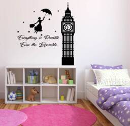 Mary Poppins Quote Wall Decal Nursery Cartoon Art 36Mp - thumbnail 1