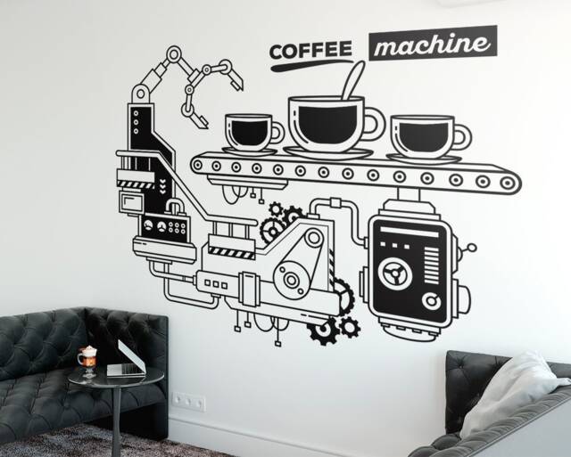 Coffee Machine Vinyl Wall Decal Modern Office Decor - image 1