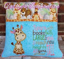 Girl Reach New Heights As You Grow Tall Bundle Storybook Pillow Designs - 5x7 Design Includes 2 Digital Designs Giraffe Applique - thumbnail 1