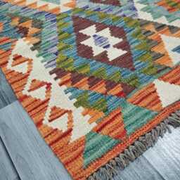 Classic Runner Rug, Handmade Artisan Afghan Turkish, Scandinavian, Navajo, Bohemian, Wool Flatweave Multicolour Kilim Rug 295x82 cm - thumbnail 3