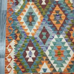 Classic Runner Rug, Handmade Artisan Afghan Turkish, Scandinavian, Navajo, Bohemian, Wool Flatweave Multicolour Kilim Rug 295x82 cm - thumbnail 2
