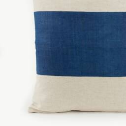 Hill Tribe Hemp Throw Pillow - Blue Striped Rustic Cushion Cover - 20x20 - thumbnail 2