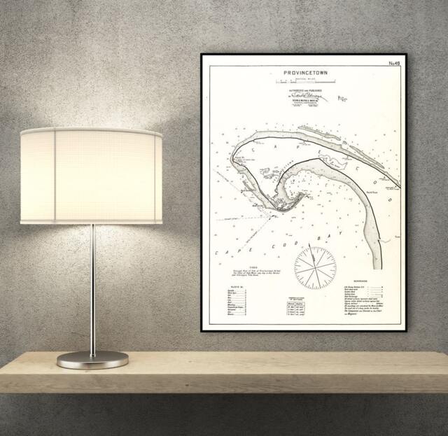 Vintage Provincetown Ma Map Print Antique Chart Of Cape Cod Bay - image 1