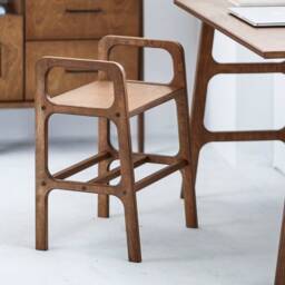 Holzhocker, Minimalist Stool Wood, Mid Century Modern, Office Chair, Small Wooden Stool, Desk Narrow Bench - thumbnail 3