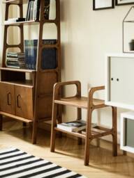 Holzhocker, Minimalist Stool Wood, Mid Century Modern, Office Chair, Small Wooden Stool, Desk Narrow Bench