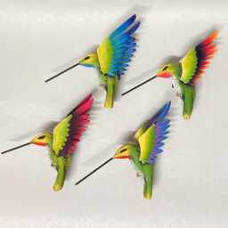 Hummingbird Wall Decor, Outdoor Bird, Colorful, Garden Metal Art, Painted - thumbnail 2
