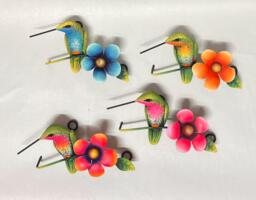 Hummingbird Wall Decor, Outdoor Bird, Colorful, Garden Metal Art, Painted - thumbnail 1