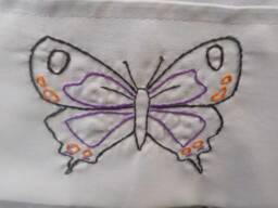 Hand Embroidered Hairstreak Butterfly Purple Standard Pillowcase