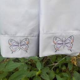 Hand Embroidered Hairstreak Butterfly Purple Standard Pillowcase - thumbnail 4
