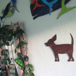 Recycled Metal Chihuahua Wall Art Rusted Dog Sculpture - 11x14 - thumbnail 3