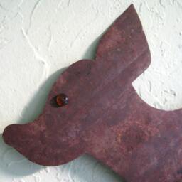 Recycled Metal Chihuahua Wall Art Rusted Dog Sculpture - 11x14 - thumbnail 2