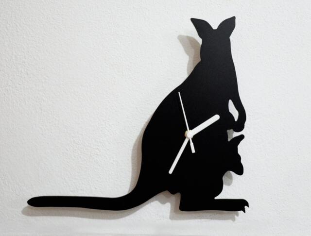 Kangaroo With Baby Silhouette - Wall Clock - image 1