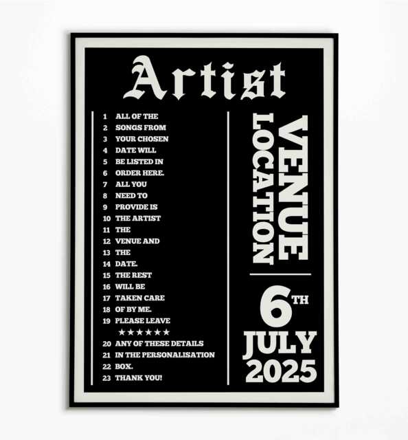 Personalized Setlist Print Metal Rock Punk Gig Poster - image 1