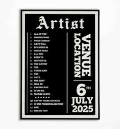 Personalized Setlist Print Metal Rock Punk Gig Poster - thumbnail 1